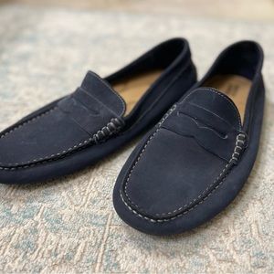 Johnston & Murphy Baldwin Navy Suede Penny Driven Moccasin